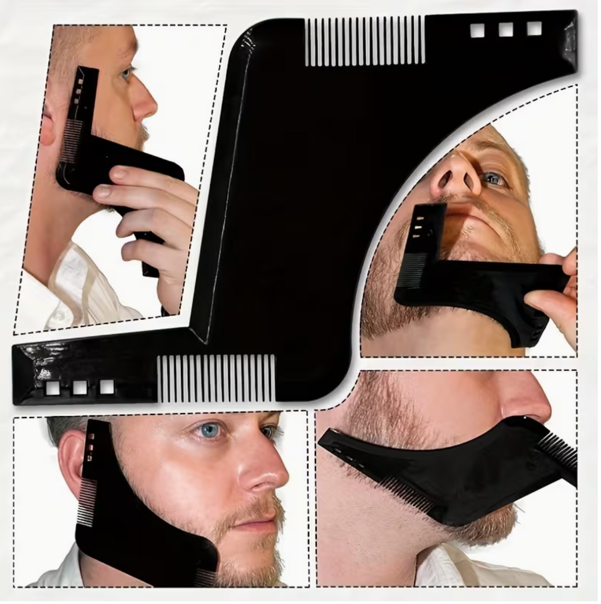 Men’s Beard Shaping & Styling Template Comb – Facial Hair Trim Guide & Style Brush | Precision Beard Grooming Tool