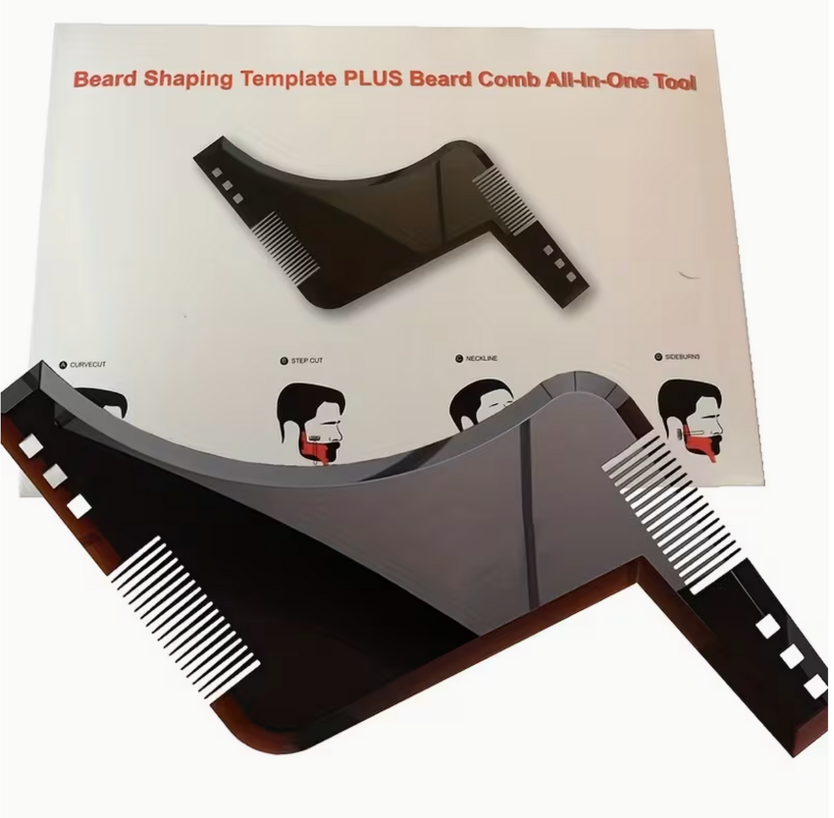 Men’s Beard Shaping & Styling Template Comb – Facial Hair Trim Guide & Style Brush | Precision Beard Grooming Tool