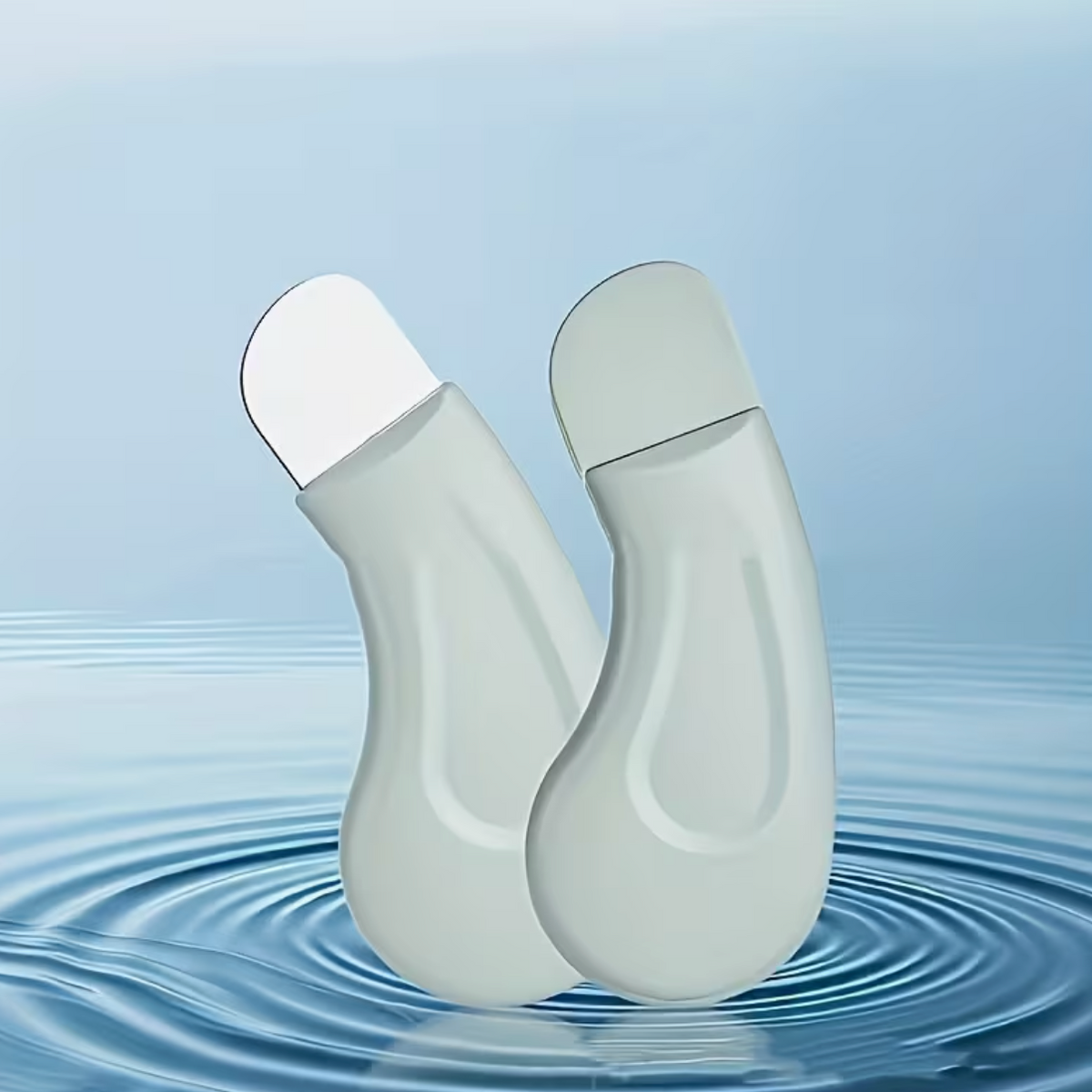 Light green textured facial pore cleanser brush with ergonomic handle for blackhead removal and gentle skin cleansing.