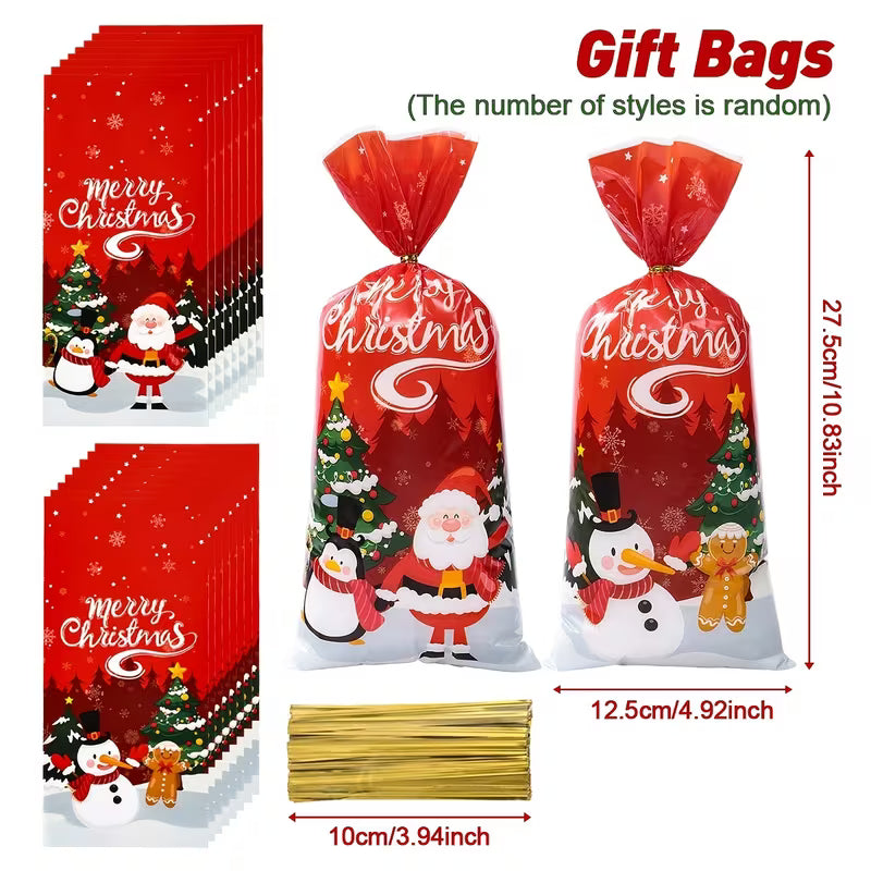 5pcs Red Christmas Theme Gift Bags – Random Style