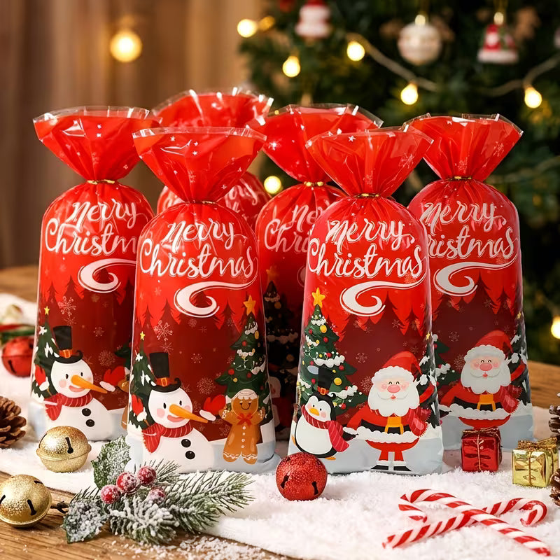 5pcs Red Christmas Theme Gift Bags – Random Style