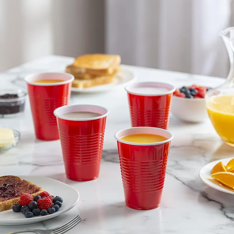 5pcs Red 12oz Disposable Plastic Party Cups