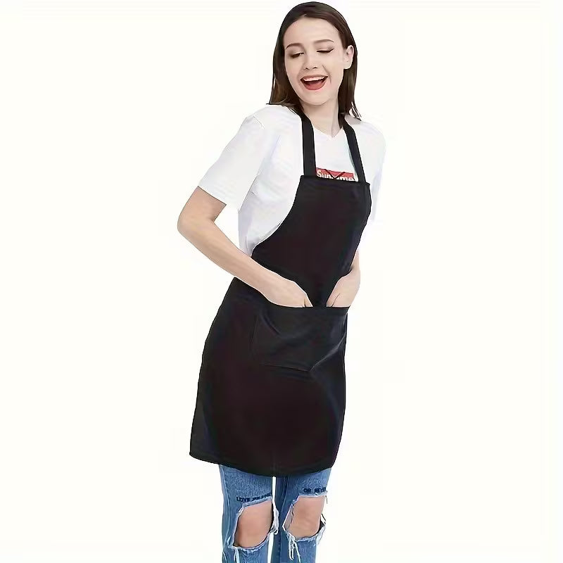 Durable Polyester Adjustable Neck Apron with 2 Large Pockets – Cooking, Baking, Grilling and Crafts