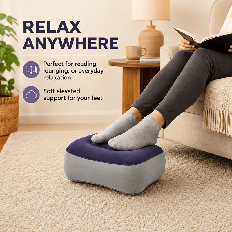 Inflatable PVC Foot Rest – Adjustable Portable Footstool for Travel, Home and Office