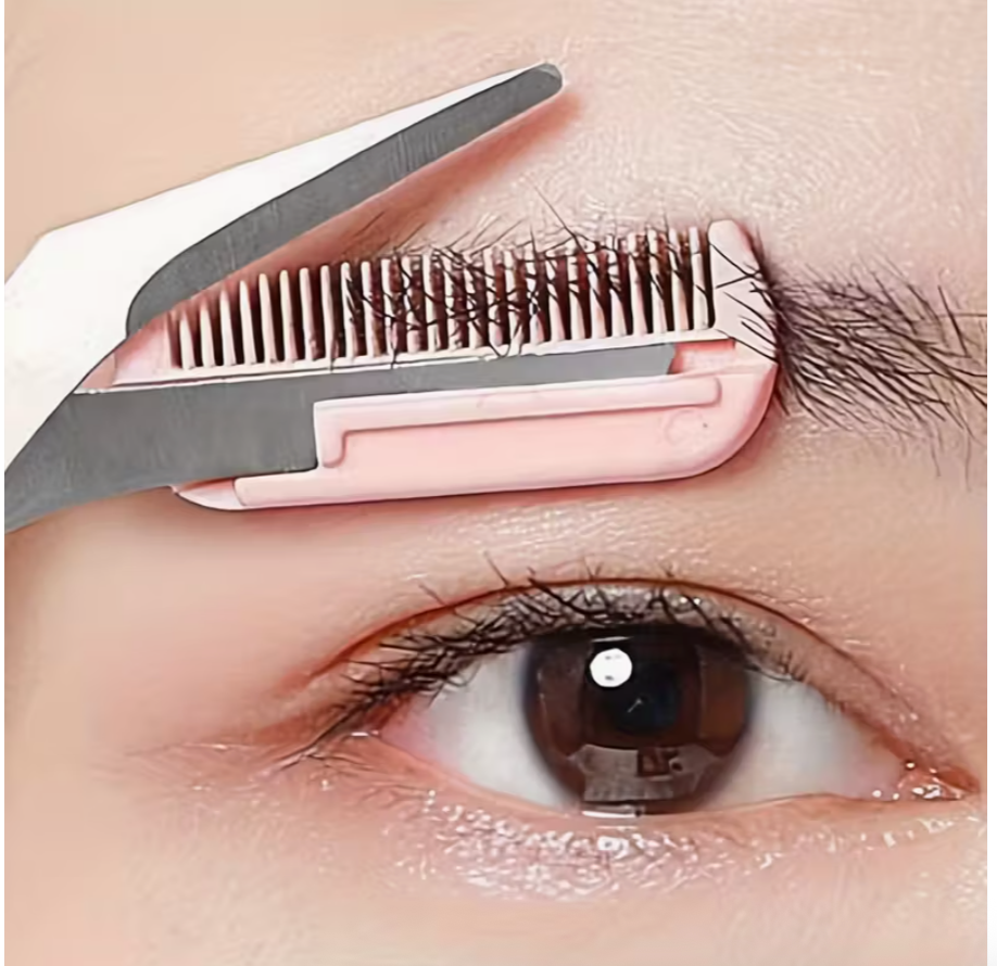 Eyebrow Trimmer with Built-In Comb – Stainless Steel Precision Grooming Scissors