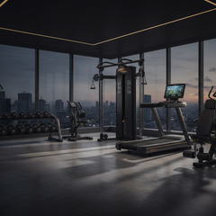 Various fitness and general exercise equipment in a gym setting