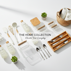 Various household supplies neatly organized on shelves