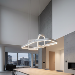 Modern lighting fixture illuminating a room