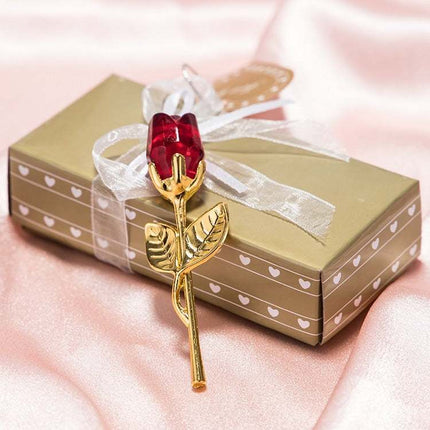 Valentine's Day crystal metal rose decoration with sparkling petals and metallic branches