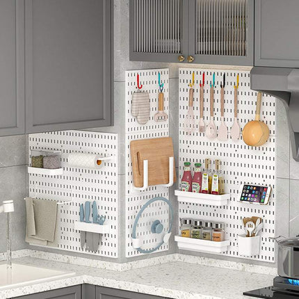 Wall-Mounted Storage Rack with Hooks for Home Use