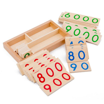 Montessori wooden number cards 1-9999 for kids learning math with colorful wooden digits
