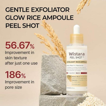Bottle of Rice Moisturizing Exfoliating Liquid skincare product with rice bran extract and hyaluronic acid