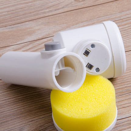 Electric cleaning brush with three interchangeable stiff bristle heads for bathtub and home cleaning tasks