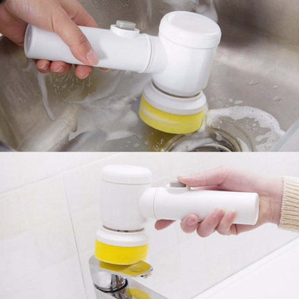 Cordless multifunctional electric cleaning brush with multiple detachable heads for kitchen cleaning