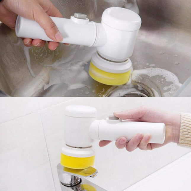 Cordless multifunctional electric cleaning brush with multiple detachable heads for kitchen cleaning