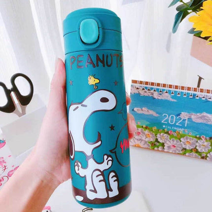 Cute Melody Dreamy stainless steel insulated cup with vibrant cartoon design and push-button lid