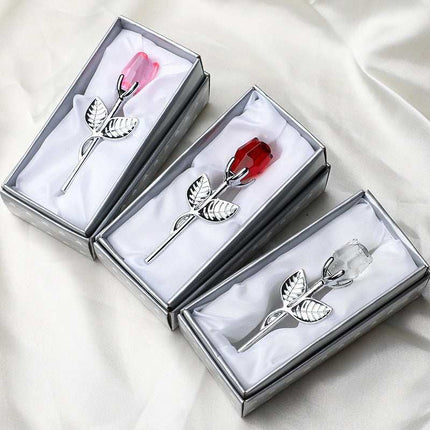 Valentine's Day crystal metal rose decoration with sparkling petals and metallic branches