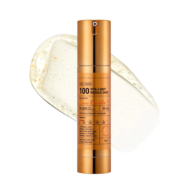 VT Cosmetics Vita-Light Reedle Shot 100 Serum with Vitamin C Capsules Vitamin E Hydrating Care Korean Skincare for Sensitive Skin 1.69Fl Oz(50ml)