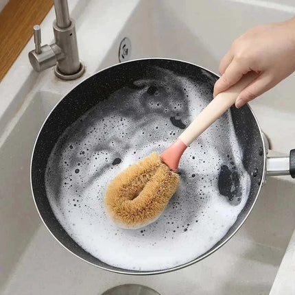 Eco-Friendly Long Handled Coconut Fiber Dish Brush