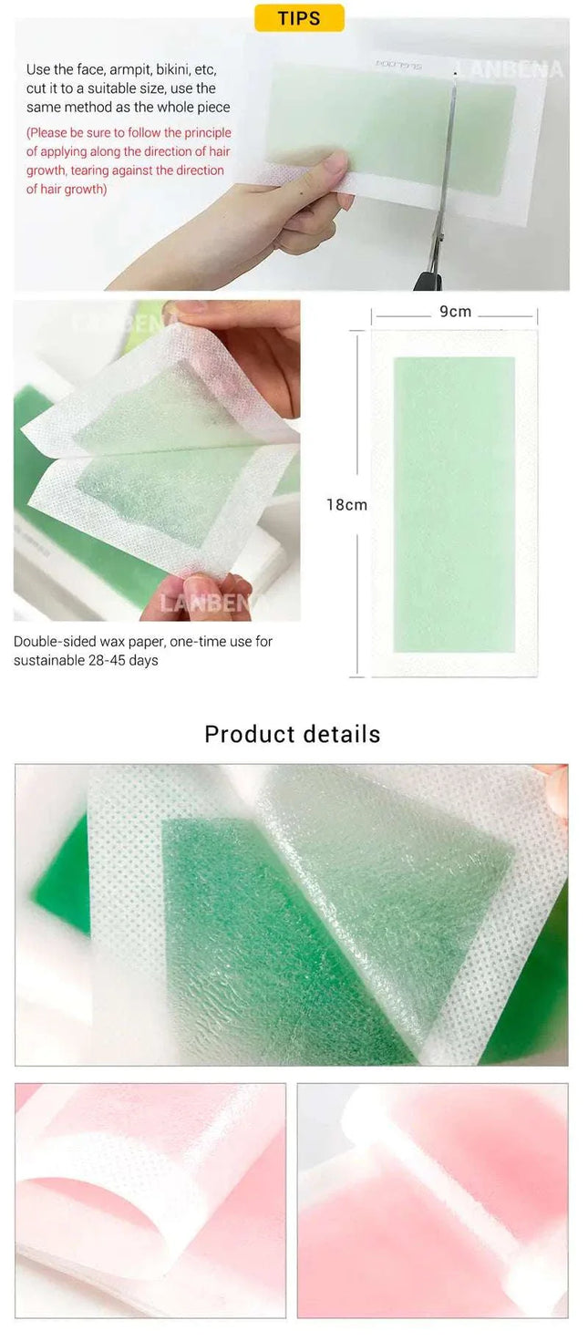 LANBENA Natural Wax Strips purple and yellow pack for effective hair removal and smooth skin
