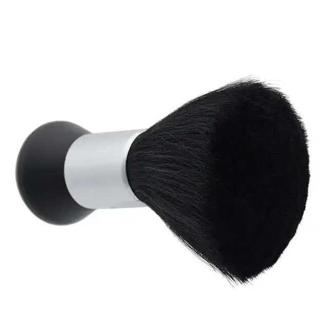 Black neck duster brush with soft nylon bristles and durable plastic handle for hair cutting and cleaning
