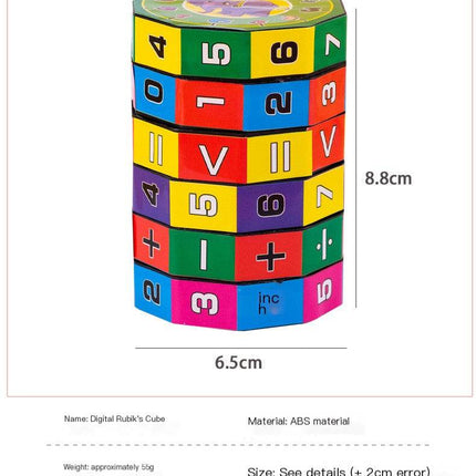 Cylindrical Six-Sided Math Cube for Kids Learning Toy