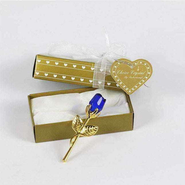 Valentine's Day crystal metal rose decoration with sparkling petals and metallic branches