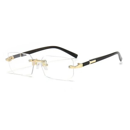 AURA rimless rectangle tinted shades by DIPU KUMAL with lightweight TR90 frame and UV protection lenses