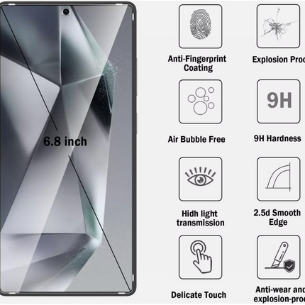 Samsung Galaxy S25 Ultra clear camera lens tempered glass protector for mobile phones, providing durable screen protection.