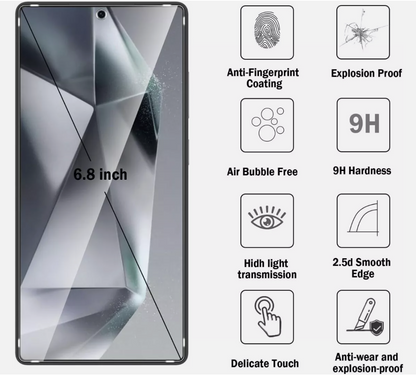 Samsung Galaxy S25 Ultra clear camera lens tempered glass protector for mobile phones, providing durable screen protection.