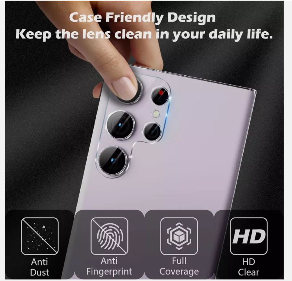 Samsung Galaxy S25 Ultra clear camera lens tempered glass protector, durable screen shield for mobile device.