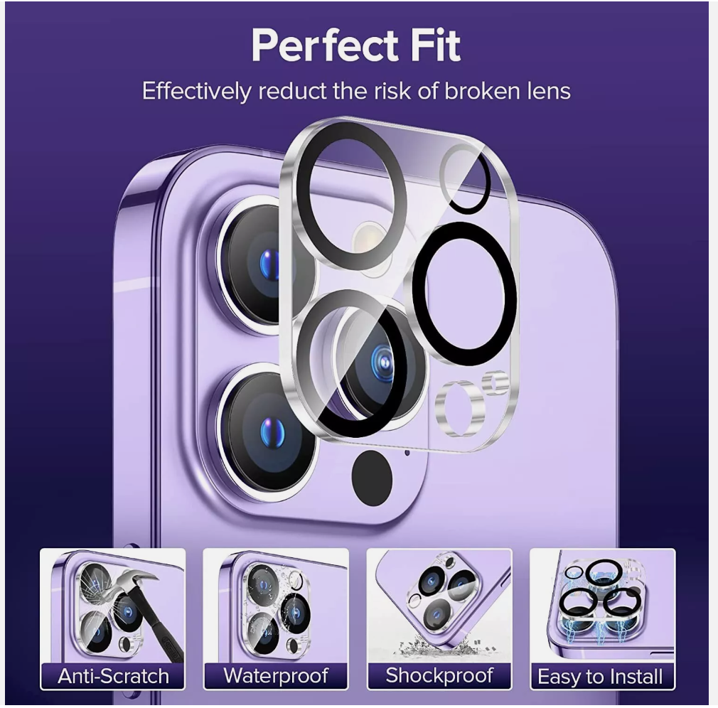 Rear Camera Lens Protector for iPhone 16 / iPhone 16 Plus / iPhone 16 Pro / iPhone 16 Pro Max | 9H Tempered Glass Shield