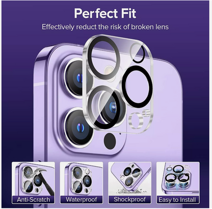 Rear Camera Lens Protector for iPhone 16 / iPhone 16 Plus / iPhone 16 Pro / iPhone 16 Pro Max | 9H Tempered Glass Shield