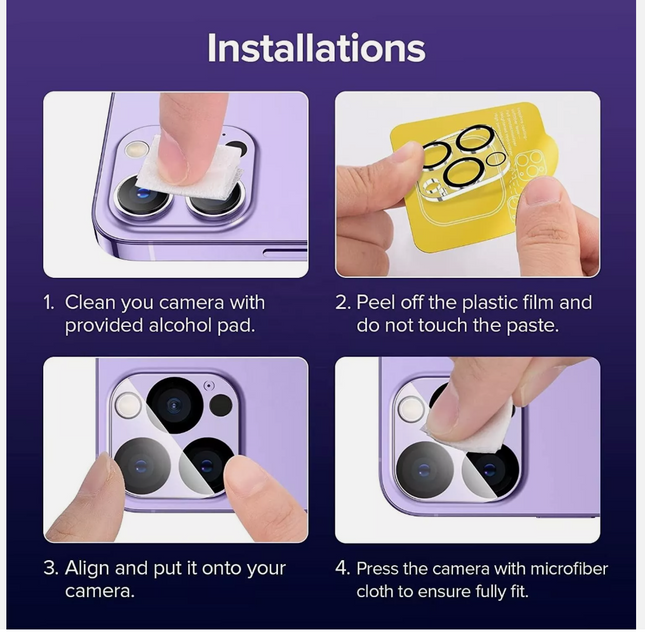 Rear Camera Lens Protector for iPhone 15 / 15 Plus / 15 Pro / 15 Pro Max  | 9H Tempered Glass Cover