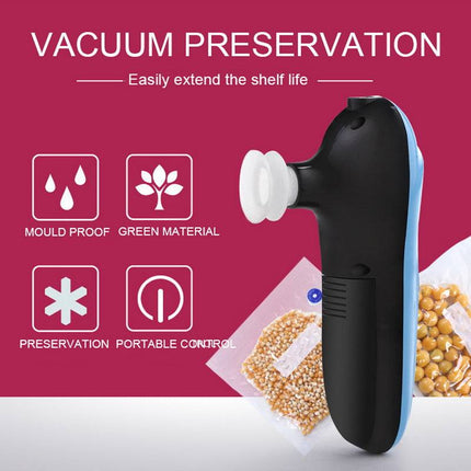 Compact vacuum sealing machine in gold and blue for food preservation and storage