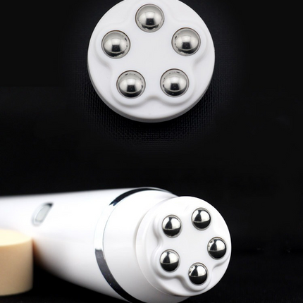 Multifunctional handmade acrylic facial cleansing brush with three heads and USB charging cable for deep skin cleaning and massage
