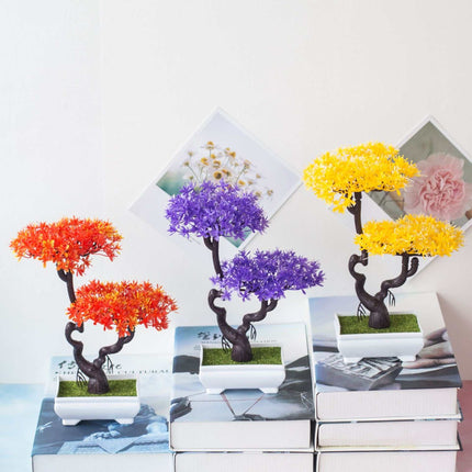 Realistic artificial potted bonsai plant decoration for home in multiple colors