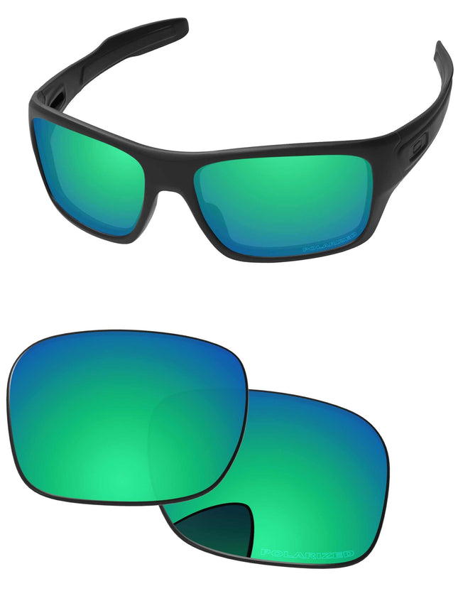 PapaViva Replacement Lenses for Oakley Turbine OO9263 polarized green 65mm sunglasses