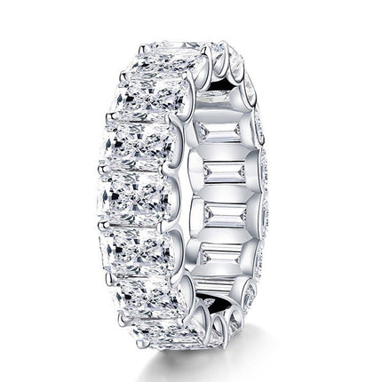 Sterling silver ring with high carbon diamond simulant and emerald cut design