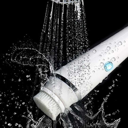 Multifunctional acrylic facial cleansing brush with three brush heads and massage head for deep skin cleansing and facial massage