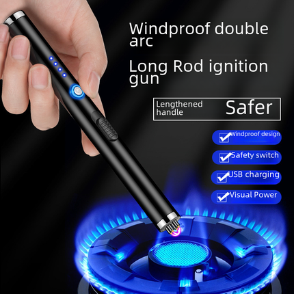 JL890 Dual Arc Windproof Lighter for kitchen use with USB charging port and safety lock