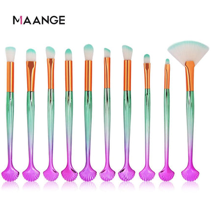 10-Piece Shell Makeup Brush Set - Beauty Tools