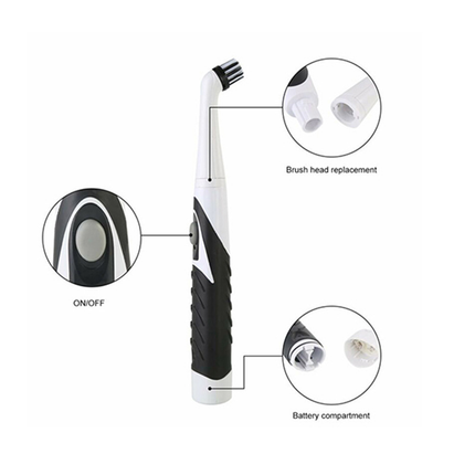 Sonic Scrubber wireless electric cleaning brush with four interchangeable heads in multiple colors for versatile household cleaning