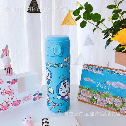 Cute Melody Dreamy stainless steel insulated cup with colorful cartoon design and push-button lid