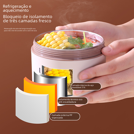 Colorful 316 stainless steel insulated lunch boxes with round shape and leak-proof design for students and professionals