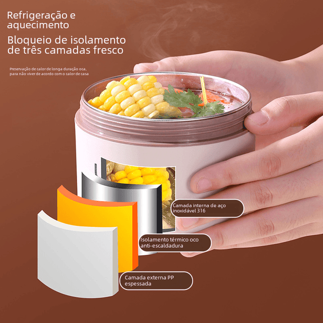 Colorful 316 stainless steel insulated lunch boxes with round shape and leak-proof design for students and professionals