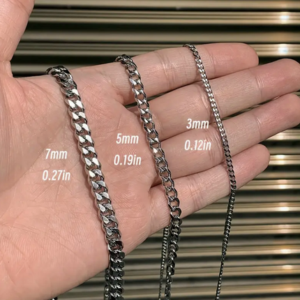 Wide Stainless Steel Cuban Link Chain Necklace – Punk Rock Style Unisex Jewelry | Adjustable 16"/20"/24" | Bold 3mm & 5mm Chain | Durable, Polished Choker for Men & Women