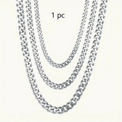 Wide Stainless Steel Cuban Link Chain Necklace – Punk Rock Style Unisex Jewelry | Adjustable 16"/20"/24" | Bold 3mm & 5mm Chain | Durable, Polished Choker for Men & Women