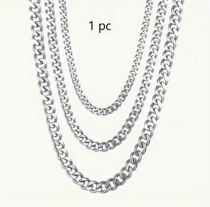 Wide Stainless Steel Cuban Link Chain Necklace – Punk Rock Style Unisex Jewelry | Adjustable 16"/20"/24" | Bold 3mm &amp; 5mm Chain | Durable, Polished Choker for Men &amp; Women
