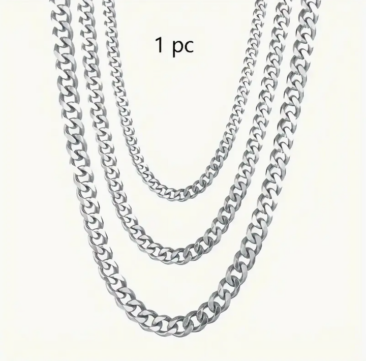 Wide Stainless Steel Cuban Link Chain Necklace – Punk Rock Style Unisex Jewelry | Adjustable 16"/20"/24" | Bold 3mm & 5mm Chain | Durable, Polished Choker for Men & Women